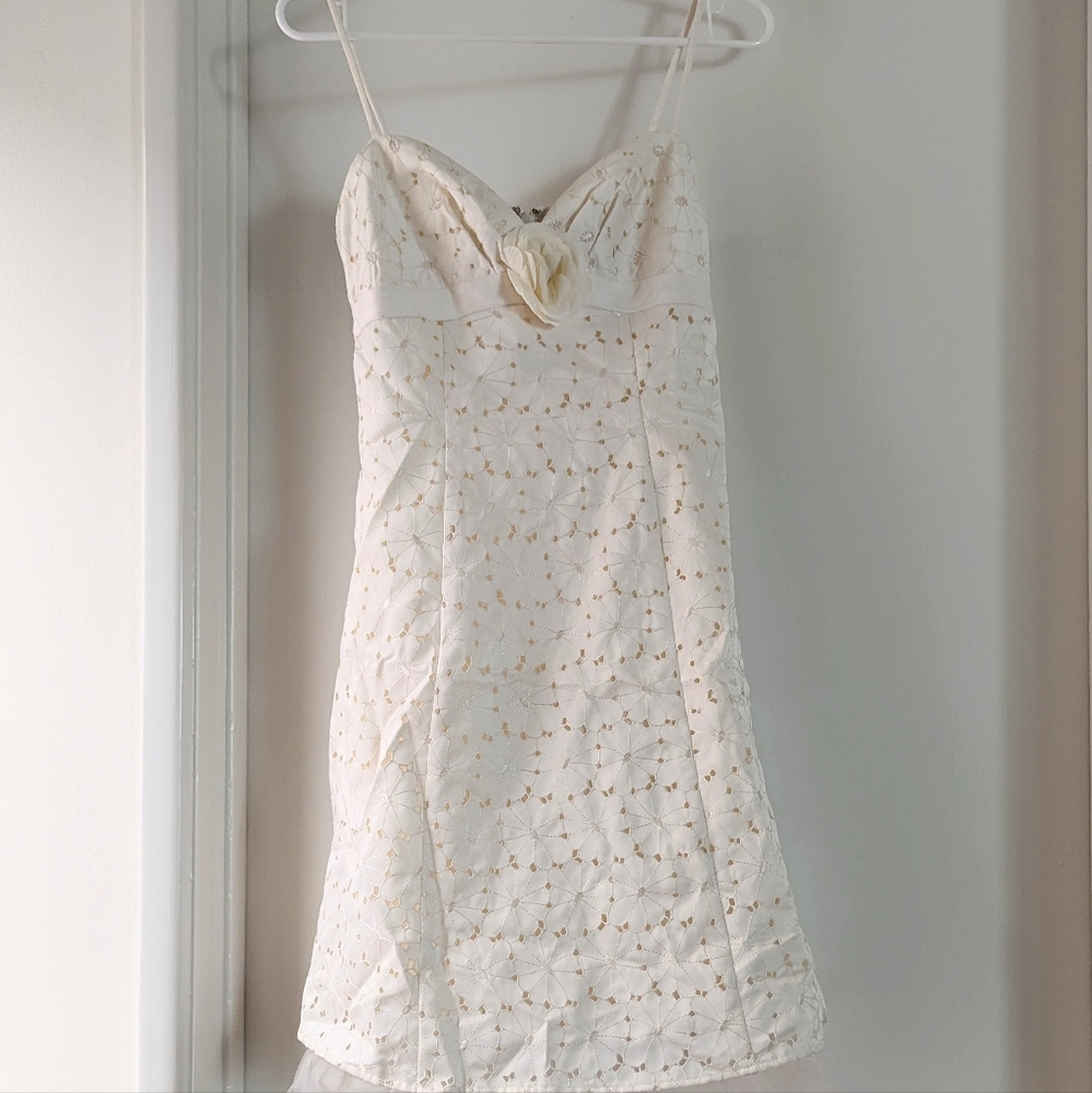 🆕 Marina Rinaldi cream rosette dress size 4 - Picture 10 of 13